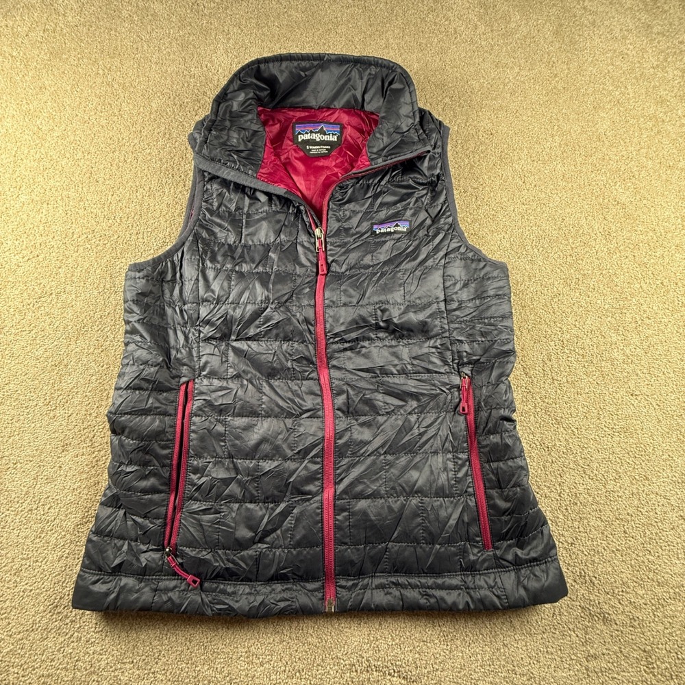 Patagonia Nano Puff Vest Womens Small Gray Pink Primaloft Puffer 84247 FA17